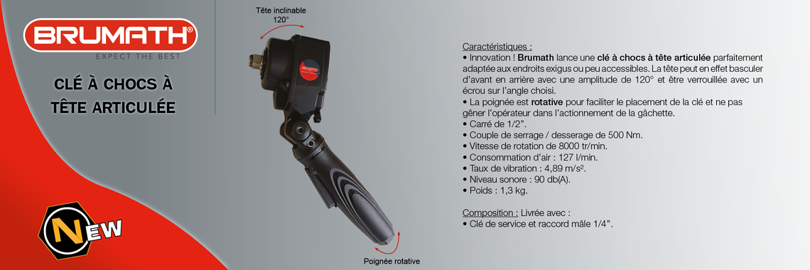 Fiche technique - Clé à chocs articulée Brumath