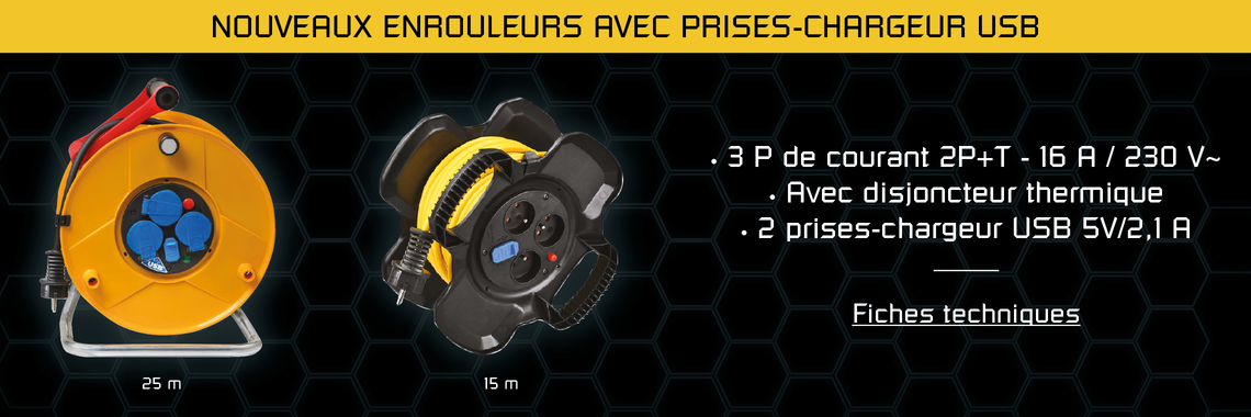 Fiches techniques enrouleurs avec prises-chargeur USB