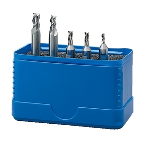 Jeu de 5 fraises 3 dents à jeter, série extra-courte, queue cylindrique, coupe au centre, hélice à 30°, HSS-E