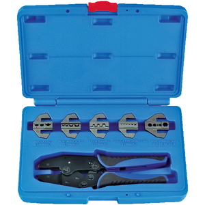 Pince à sertir et à dénuder avec 5 têtes interchangeables