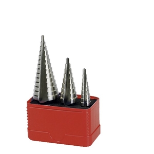 Jeu de 3 forets étagés HSS, queue cylindrique