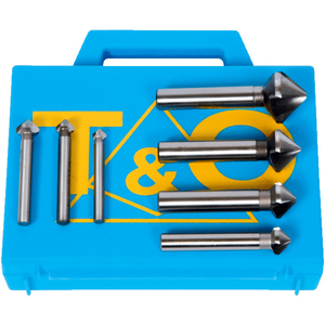 Coffret de 7 fraises à chanfreiner, noyer 3 dents , 90°, HSS-E, DIN 335C