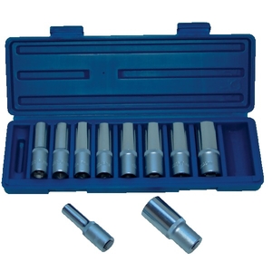 Coffret 10 douilles longues 6 pans - 1/2"