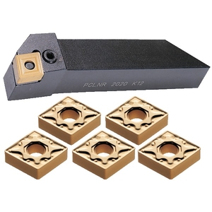 Porte-outils PCLN R 2525 - M12 et 5 plaquettes CNMG 120408