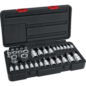 Jeu de 34 clés à douilles et embouts TORX®<br />1/4" - 3/8" - 1/2"