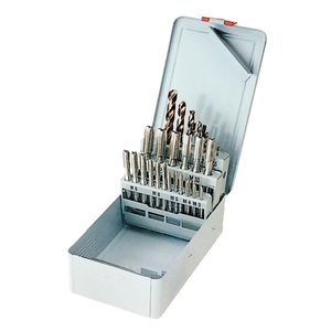 Coffret de jeux de 3 tarauds courts à main HSS et HSS-V M3 à M12 - ISO R529 ou DIN 352, forets HSS et HSS-E - DIN 338N