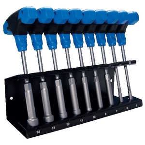 Jeu 9 douilles poignée en "T" acier CR-V