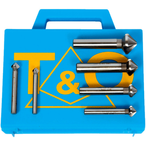 Coffret de 6 fraises à chanfreiner, noyer 3 dents, 90°, HSS-E, DIN 335C