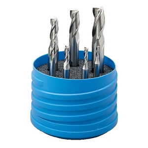 Jeu de 7 fraises 3 dents, série normale, queue cylindrique, coupe au centre, hélice à 30°, HSSCo8