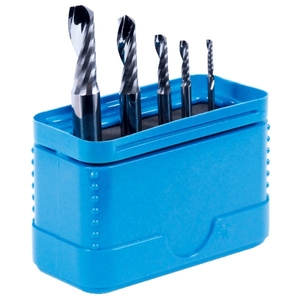 Jeu de 5 fraises, 1 dent, série normale, queue cylindrique, coupe au centre, hélice à 30°, carbure micrograin