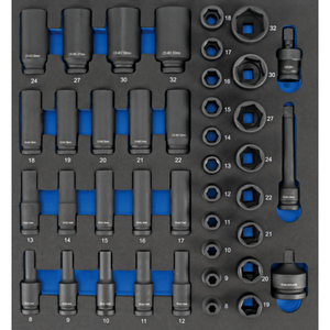 Module mousse 6 pans douilles à chocs 41 pièces entrainement ½’’