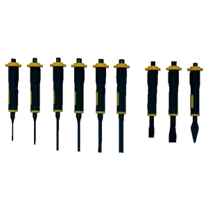 Jeux de 5 et 6 chasse-goupilles + 2 burins et 1 bédane