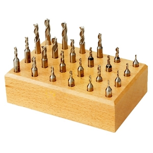 Jeu de 24 fraises 3 dents à jeter, séries extra-courte et courte, queue cylindrique, coupe au centre, hélice à 30°, HSS-E