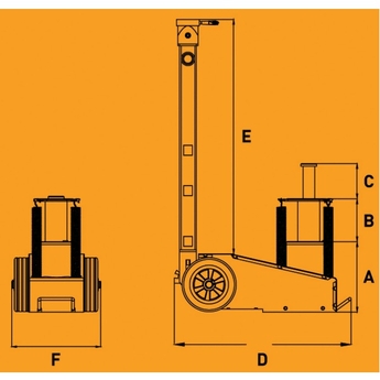 Crics pneumatiques Poids lourds<br />Mono étage 24 T<br />Télescopique 32/16 T