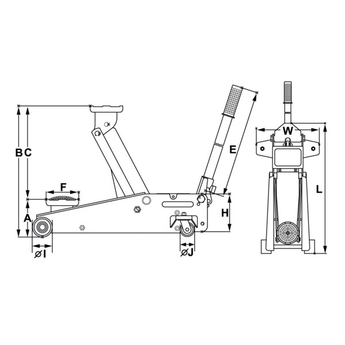 Heavy Duty <br />Cric “Hydraulic Service Jacks” ultra plat et extra long