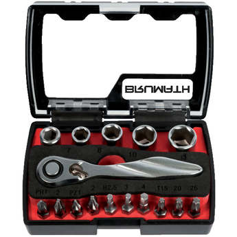 Coffret de 16 pièces, douilles et embouts de vissage 1/4''