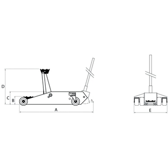 Cric rouleur hydraulique 2,5 T - extra plat