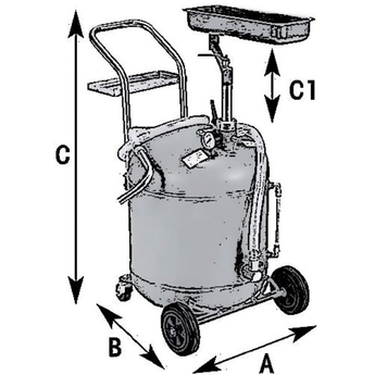 Station récupérateur d'huile moteur par gravité et par succion - 45 L