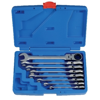 Coffret 8 clés à cliquet articulées et inclinables